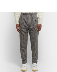 Pantalon de costume en laine à rayures verticales gris Isabel Marant