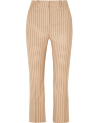Pantalon de costume en laine à rayures verticales marron clair Altuzarra
