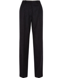 Pantalon de costume en laine à rayures verticales noir