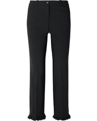Pantalon de costume en laine à volants noir Michael Kors Collection