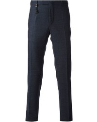 Pantalon de costume en laine bleu marine Incotex