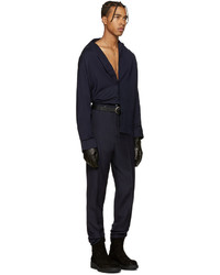 Pantalon de costume en laine bleu marine Lanvin