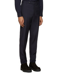 Pantalon de costume en laine bleu marine Lanvin