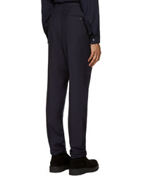 Pantalon de costume en laine bleu marine Lanvin