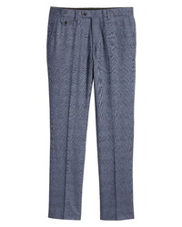 Pantalon de costume en laine écossais bleu