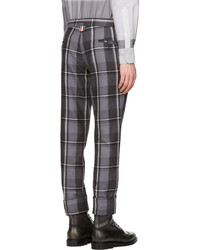 Pantalon de costume en laine écossais gris foncé Thom Browne
