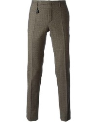 Pantalon de costume en laine écossais marron Incotex