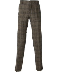 Pantalon de costume en laine écossais marron Stella Jean