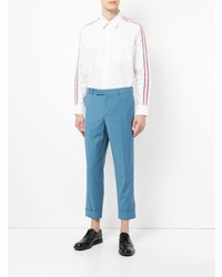 Pantalon de costume en laine en pied-de-poule bleu CK Calvin Klein