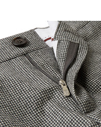 Pantalon de costume en laine en pied-de-poule marron Brunello Cucinelli