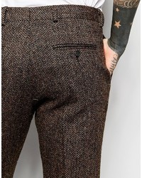Pantalon de costume en laine marron foncé Asos