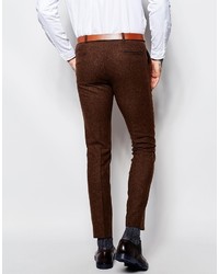 Pantalon de costume en laine marron foncé