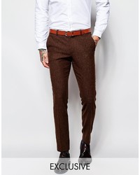 Pantalon de costume en laine marron foncé