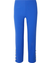 Pantalon de costume en laine orné bleu