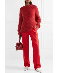 Pantalon de costume en laine rouge The Row