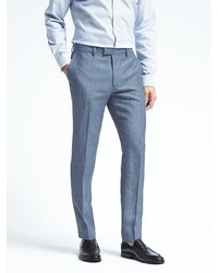 Pantalon de costume en lin bleu clair