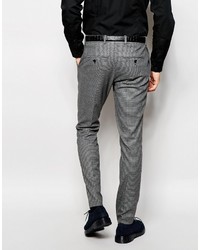 Pantalon de costume en pied-de-poule gris Selected