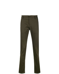 Pantalon de costume en pied-de-poule olive