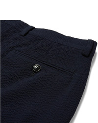 Pantalon de costume en seersucker bleu marine Giorgio Armani