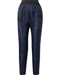 Pantalon de costume en soie bleu marine