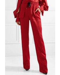 Pantalon de costume en soie rouge Roland Mouret