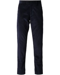 Pantalon de costume en velours côtelé bleu marine Tomas Maier