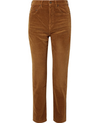 Pantalon de costume en velours côtelé marron