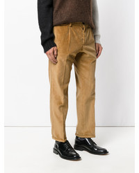 Pantalon de costume en velours côtelé marron Pt01
