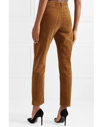 Pantalon de costume en velours côtelé marron Saint Laurent