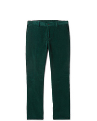 Pantalon de costume en velours côtelé vert foncé Etro