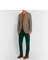 Pantalon de costume en velours côtelé vert foncé Etro