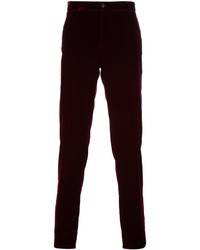 Pantalon de costume en velours rouge Giorgio Armani
