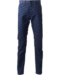 Pantalon de costume imprimé bleu marine