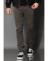 Pantalon de costume imprimé léopard marron