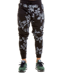 Pantalon de jogging à fleurs noir