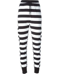 Pantalon de jogging à rayures horizontales blanc et noir Y-3
