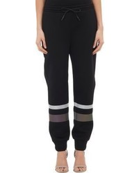 Pantalon de jogging à rayures horizontales noir et blanc