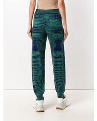 Pantalon de jogging à rayures horizontales vert foncé M Missoni