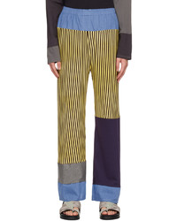 Pantalon de jogging à rayures verticales jaune SC103