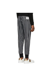 Pantalon de jogging à rayures verticales noir et blanc Dolce and Gabbana