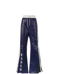 Pantalon de jogging en cuir bleu marine Off-White
