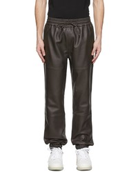 Pantalon de jogging en cuir marron foncé