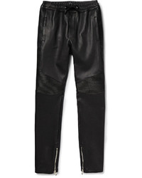 Pantalon de jogging en cuir noir Balmain