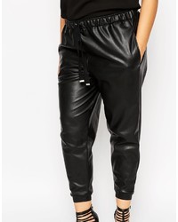 Pantalon de jogging en cuir noir Asos