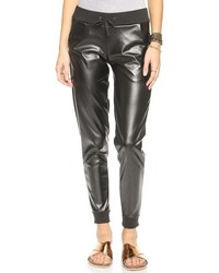 Pantalon de jogging en cuir noir Plush