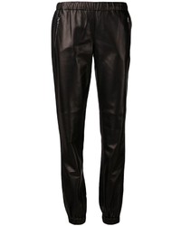 Pantalon de jogging en cuir noir Michael Kors