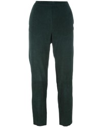 Pantalon de jogging en cuir vert foncé Drome