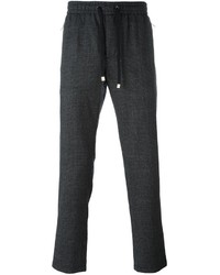 Pantalon de jogging en laine à carreaux gris foncé