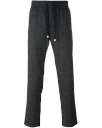 Pantalon de jogging en laine à carreaux gris foncé Dolce & Gabbana