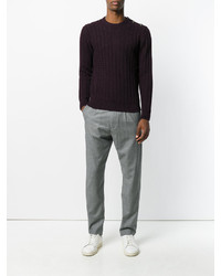 Pantalon de jogging en laine à carreaux gris Eleventy